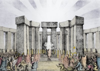 Druids Sacrificing to the Sun in their Temple called Stonehenge, from a plan of Stonehenge by Dr Stukeley in the Ashmolean Museum, Oxford, engraved and pub. by the artist by Nathaniel Whittock